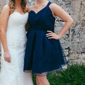 Alfred Angelo Navy Bridesmaid Cocktail Dress with pockets. Size 16.